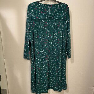 Croft & Barrow Womens Size 3X Green Sleepwear Long Sleeve Nightgown NEW NWT